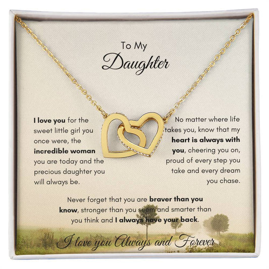 To My Daughter - Interlocking Hearts Necklace