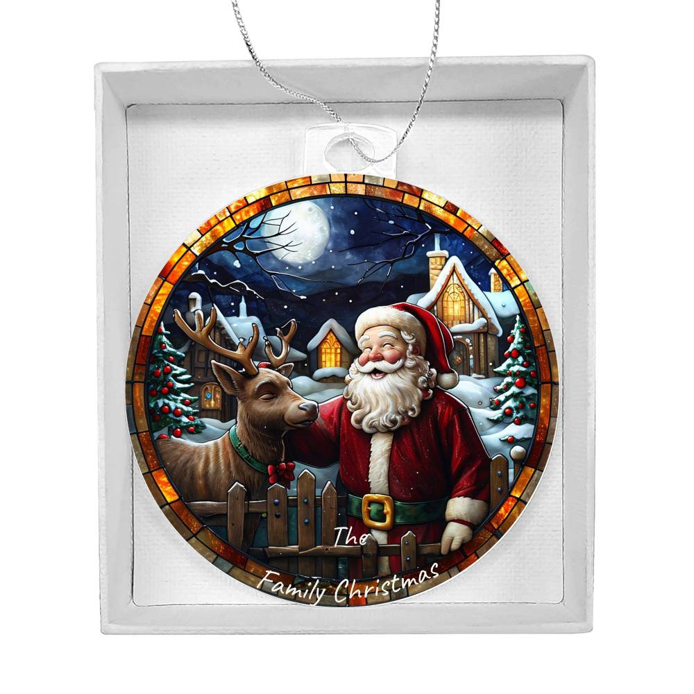 Personalized Acrylic Santa and Deer Ornament