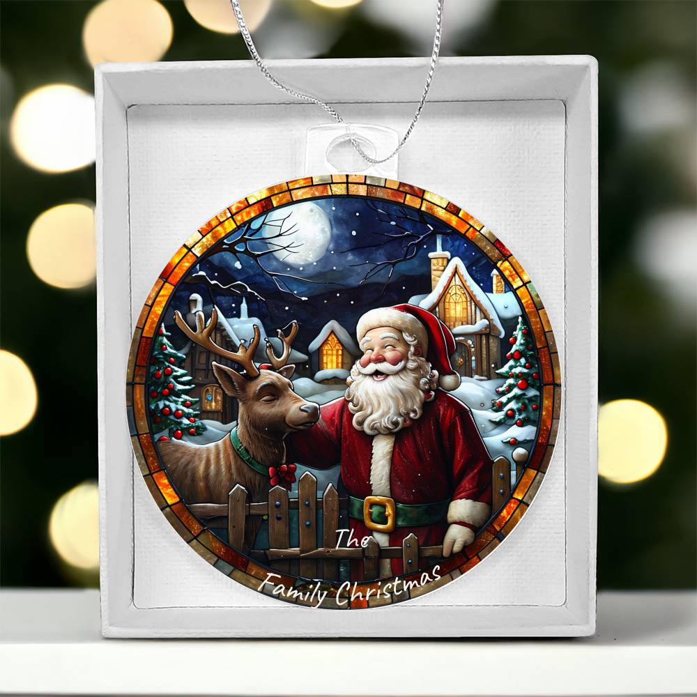 Personalized Acrylic Santa and Deer Ornament